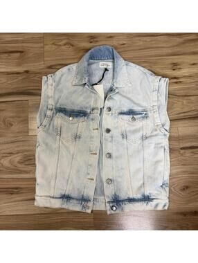 NWT ViCOLO Denim Couture Italy Acid Wash Sleeveless Vest S Y2K Alt